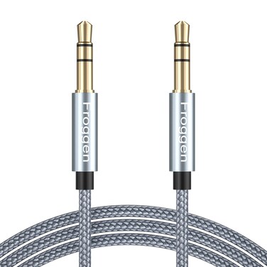 Froggen 3.5 mm Male to Male Stereo Audio Aux Cord, 3.2FT 3.5mm Nylon Braided Auxiliary Cable for Car Compatible with iPhone, Stereos, Speaker, i-Pod i-Pad, Headphones and More