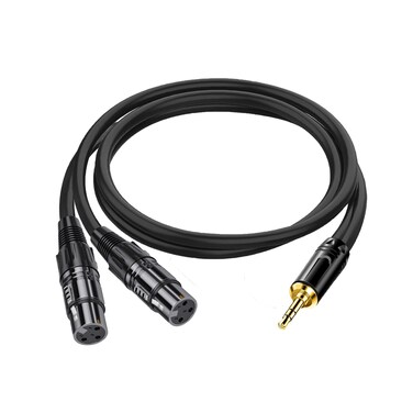 RedYutou XLR to 3.5mm Adapter Cable, Dual XLR Female to .3.5mm (1/8 inch) Stereo Microphone Y-Splitter Cable Connector (3FT) Black