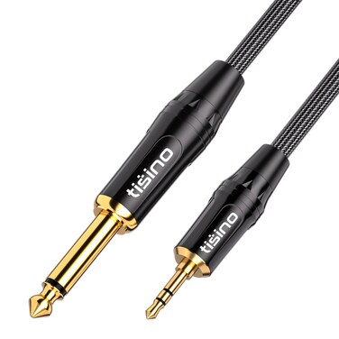 tisino 1/4 Mono to 1/8 Stereo Cable, 3.5mm TRS Stereo to 1/4 inch TS Mono Interconnect Cable (Mono to Stereo Adapter) - 6 feet