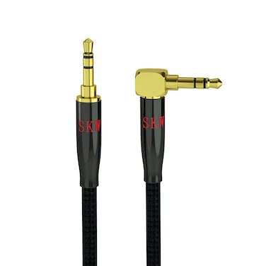 SKW Aux Cable for Car(Hi-Fi Sound),3.5 mm to 3.5 mm Stereo Audio Cable, 1/8&acirc;&euro;&sup3; Jack Cord, Headphone Cable for Home Stereo,iPhone,iPod,IPad,Echo Dot,Sony &amp; More (Right Angle,1.6ft/0.5M)