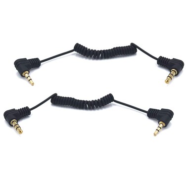 kework 2-Pack 11.8 inch Mini Coiled 3.5mm to 2.5mm Audio Cable, 90 Degree 1/8" 3.5mm TRS Jack Male to 2.5mm TRS Jack Male Stereo Audio Aux Coiled Cord (3.5mm to 2.5mm)