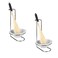 Home Basics Standing Spoon Rest with Ceramic Tray and Wooden Spoon, Spatula, Ladle Rest for Kitchen Countertops, Stove, Chrome (2, Ceramic)