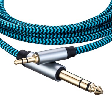 Hftywy 3.5mm to 6.35mm TRS Stereo Audio Cable 15ft 1/8 to 1/4 Stereo Cable 6.35mm 1/4" Male to 3.5mm 1/8" Male Bidirectional Cable for Guitar, Piano, Amplifiers, Home Theater Devices