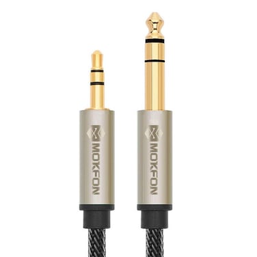 MOKFON Stereo Aux Cable for Power Amplifier 6.35mm1/4 Male to 3.5mm 1/8" Male TRS Audio Adapter on iPod, Guitar,Microphone and Laptop(6ft Black)