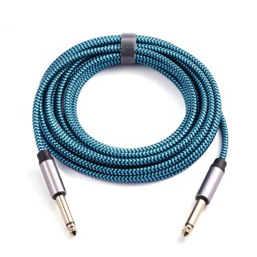 Hftywy Guitar Cable 6.6ft Guitar Cord 1/4 Inch Instrument Cable 6.35mm (1/4) TS to 6.35mm (1/4) TS Stereo Audio Cable Male to Male with Zinc Alloy Housing and Nylon Braid