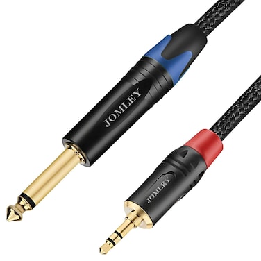 JOMLEY 1/4 Mono to 1/8 Stereo Cable, 3.5mm TRS Stereo to 1/4 inch TS Mono Cable, Quarter Inch to 1/8 inch Stereo Interconnect Adapter Cable - 6.6 ft