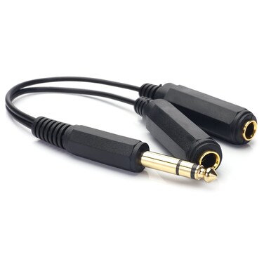 SiYear 6.35mm 1/4 inch Male Plug Stereo to 2 Dual 1/4 "TRS Female Jack Connector Audio Speaker Cable, Y Splitter Adapter Cable (20CM / 8Inch)