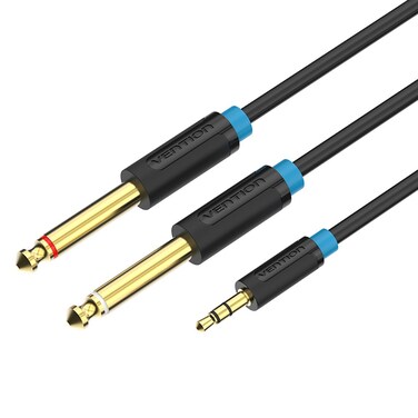 VENTION 1/4inch 3.5mm to 1/8inch 6.35mm Audio Cable, 3.5mm TRS to Dual 1/4inch TS Audio Splitter Stereo Cable for Car Stereo, Smartphone, Mixer Audio Recorder, Guitar, Amplifier,Speakers(3.3ft/1m)