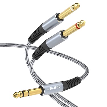 JOLGOO 1/4" TRS to Dual 1/4" TS Mono Stereo Breakout Cable, Male 6.35mm 1/4" TRS to Dual 1/4 Inch TS Y Splitter Cord, 3.3 Feet