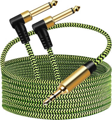 PPTVC 1/8 Stereo to Dual 1/4 Mono Cable 3ft, 3.5mm to Dual 1/4 Cable, 1/8 inch TRS Stereo to Dual 1/4 inch TRS Splitter
