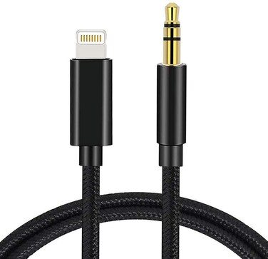 Aux Cord for iPhone, Lightning to 3.5mm Audio Nylon Braided Cable for iPhone 13 12 11 XS XR X 8 7 6 iPad iPod to Car/Home Stereo/Headphone/Speaker, Apple MFi Certified Headphone Jack Adapter (Black)