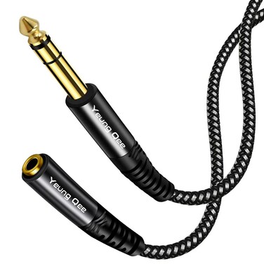 6.35mm to 3.5mm Headphones Adapter cable 1 ft,Yeung Qee TRS 1/4" Male to 1/8" Female Stereo Audio Cable Compatible for Amplifiers, Guitar Amp, Piano, Home Theater Devices, or Mixing Console (1FT/0.3M)