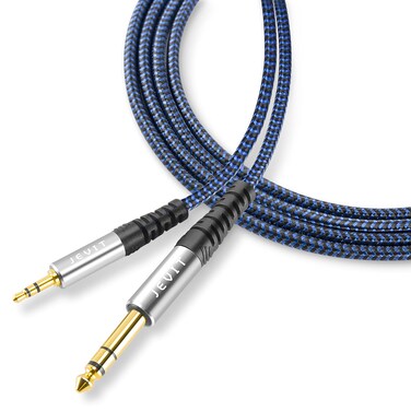 JEVIT 6.35mm to 3.5mm Jack Cable 6 ft, 1/8" Male to 1/4" Male TRS Stereo Audio Cord Adapter with Golden-Plated Connector,HiFi Cable Perfect for Laptop; Home Theater; Amplifier; Mixer; Speaker