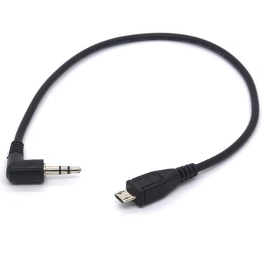 PIIHUSW Angled 3.5 mm to Micro USB Cable Adapter - Convert Micro USB B 5 Pin Male to 3 Pole 3.5mm Male Jack Aux Audio for Intercom Tower Urban Samsung Galaxy (3.5 to Micro)