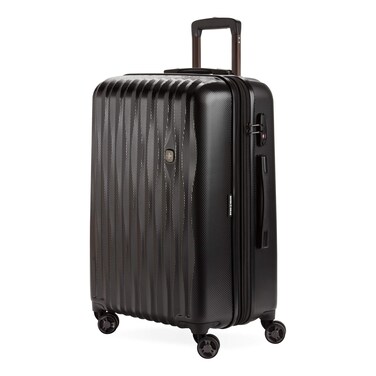 SwissGear 7272 Energie Expandable Hardside Luggage With Spinner Wheels and TSA Lock, Black, Checked-Medium 24-Inch