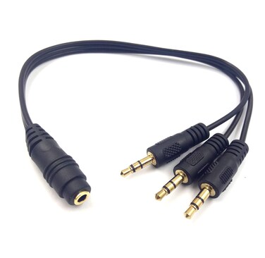 Haokiang 9 Inch 3.5mm (1/8") TRS Female Jack to 3X Male Plug Stereo Splitter Audio Cable, Gold-Plated (35F/3M)