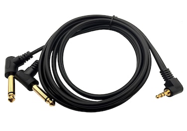 Qaoquda 3.5mm to 6.35mm Splitter Audio Cable, 90 Degree 1/8 TRS Stereo Male to Dual 1/4 Mono TS Male Right Angle Y Audio Cable (1.8M/6 Feet)