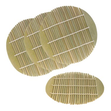 Green Bamboo Steamer liners Kitchen Mat Rack Steamer Pad Inserts, 6.5 Inch Dia, 4 Pieces