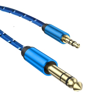 6.6ft Long 1/4 inch to 3.5mm Stereo Jack Cable, 6.35mm to 3.5mm Aduio Cable Adapter, 1/4 to 1/8 Male to Male Auxiliary Aux Cord, for Guitar, Cellphone, Laptop, Switch, Home Theater Devices (6.6ft)