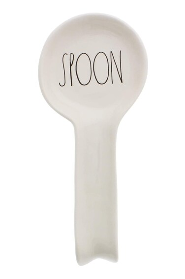 RARE Rae Dunn by Magenta SPOON in large letters Spoon Rest 10.5 inch with SPOON facing correct direction.