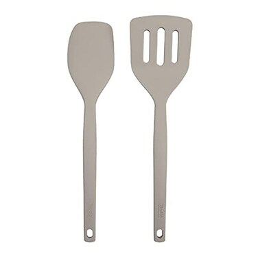 Tovolo Elements All Silicone Spatula/Slotted Turner, Warm Gray (Set of 2)