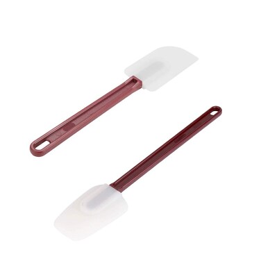 High Heat Resistant Silicone Scraper Spoon Commercial Spatula for Cooking, Rubber Spatula Set of 2 (9.5'')