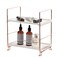lemonadeus 2-Tier Standing Rack Kitchen Cabinet Spice Rack Plastic/Metal Vanity Tray Cosmetic Organizer Standing Counter Shelf Skincare Organizer (Silver)