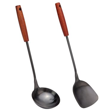 FJNATINH Spatula &amp; Ladle Wok Tool Set, 14.2-15 inches Wok Utensils, Stainless Steel Wok Spatula