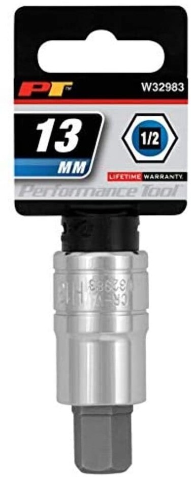 Performance Tool W32983 1/2 Drive 13mm Hex Bit Socket, 1 Pack