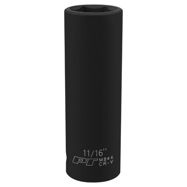 Performance Tool M844 1/2-Inch Drive 11/16-Inch 6pt Deep Wall Impact Socket - Chrome Vanadium Steel