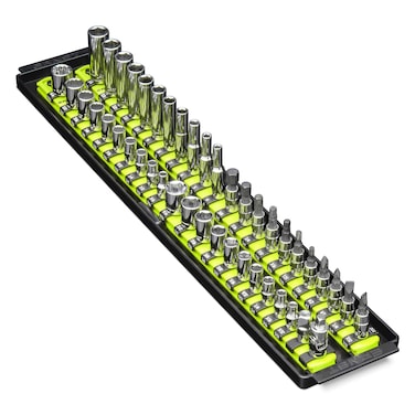 Ernst Manufacturing 19-Inch Socket Boss, Premium 2-Rail, 1/4-Inch-Drive Socket Organizer, High-Visibility - Made in USA