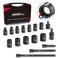 AKM TOOL 1/4 Inch Drive Magnetic Impact Socket Set, 17-Piece Metric, 5mm-15mm, 6 Point, Cr-Mo, Square Drive, Magnetic Socket with Impact Socket Adapter, Universal Joint &amp; Extension