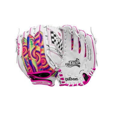 Wilson 2024 A440&acirc;&bdquo;&cent; Flash&acirc;&bdquo;&cent; 11.5&acirc;&euro; Youth Infield Fastpitch Softball Glove - Left Hand Throw, White/Pink/Tie Dye