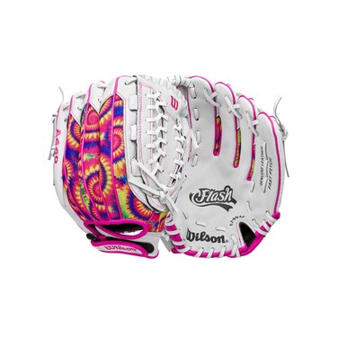 Wilson 2024 A440&acirc;&bdquo;&cent; Flash&acirc;&bdquo;&cent; 12&acirc;&euro; Youth Outfield Fastpitch Softball Glove - Right Hand Throw, White/Pink/Tie Dye