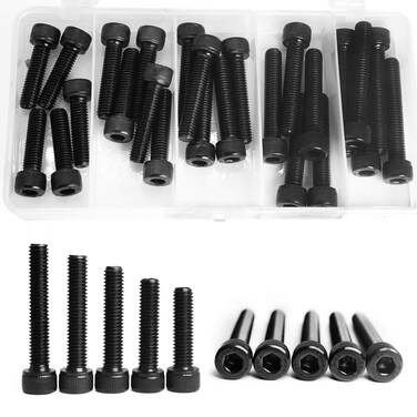 M8 x 30mm, 35mm, 40mm, 45mm, 50mm Socket Head Cap Screws 12.9 Grade Alloy Steel Machine Metric Hex Socket Bolts Assortment Kit, 25PCS