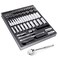 Powerbuilt Socket and Ratchet Tool Set, Extension Bars, Deep and Shallow Sockets, Organizer Tray, Pro Tech Series - 949005, 3/8-Inch, Silver, 54 Piece