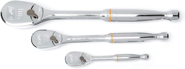 GEARWRENCH 3 Piece 1/4", 3/8" &amp; 1/2" Drive Full Polish Ratchet Set, 90 Tooth - 81206T, Multi
