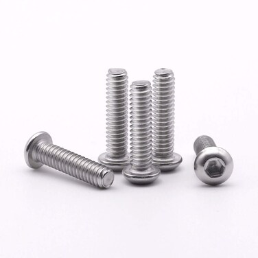 RoyceMart 5/16-18 x 3" (10 Pack) Hex Socket Button Head Cap Screws Bolts, Allen Socket Drive, 304 Stainless Steel 18-8, Bright Finish, Full Machine UNC Threads