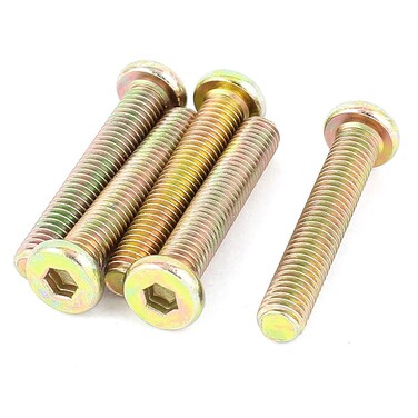 uxcell M8x45mm Threaded Hexagon Socket Head Cap Screws Bolts Bronze Tone 5pcs