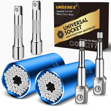 URGENEX Super Universal Socket Wrench, Blue, 7-19mm, Chrome Vanadium Steel, 2pcs