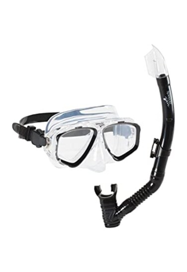 Speedo Unisex-Adult Swim Snorkel Dive Mask Anti-Fog with Nose Cover Adventure Series, MS Black/Black, One Size