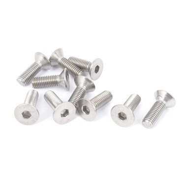 uxcell M8 x 25mm Stainless Steel Flat Hex Socket Countersunk Screw Bolt 10pcs