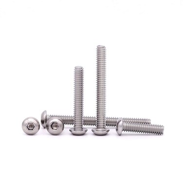 RoyceMart 3/8-16 x 3 (10 Pack) Hex Socket Button Head Cap Screws Bolts, Allen Socket Drive, 304 Stainless Steel 18-8, Bright Finish, Full Machine UNC Threads