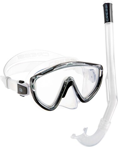 Cressi Tinetto &amp; Mini Island Mask &amp; Snorkel Kits, Clear/Black