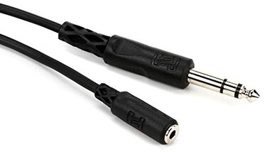 Hosa MHE-310 3.5 mm TRS(female) to 1/4" TRS(male) Headphone Adaptor Cable, 10 Feet Black