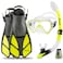 Seavenger Diving Dry Top Snorkel Set with Trek Fin, Single Lens Mask and Gear Bag, XS/XXS - Size 1 to 4 or Children 10-13, Gray/Neon Yellow