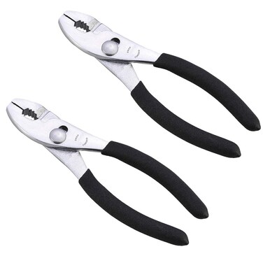 Edward Tools Slip Joint Pliers 6&acirc;&euro;(Pack of 2) - Heavy Duty Carbon Steel with Rubber Grip Handle - Fine Grip Teeth in front and Coarse teeth in back - Rust resistant finish