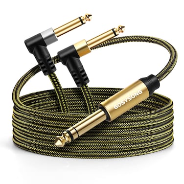1/4 Insert Cable, GOSYSONG 1/4 Stereo to Dual 1/4 Mono TRS Insert Cable 15ft, Stereo Breakout Cable 1/4,Stereo to Mono TRS Splitter