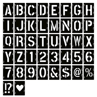 3 Inch Letter Stencils Symbol Numbers Craft Stencils, 42 Pcs Reusable Alphabet Templates Interlocking Stencil Kit for Painting on Wood, Wall, Fabric, Rock, Sign, DIY Art Projects