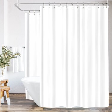 Riyidecor Clawfoot Tub Shower Curtain Liner Bathtub Round White All Around 180 x 70 Inch Wrap Around Freestanding Oval Surround PEVA Extra Wide Home Shower Panel Metal Shower Hooks Heavy Duty
